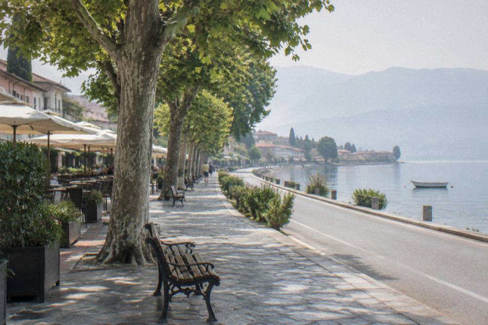A country road between Ohrid and Struga running beside Lake Ohrid