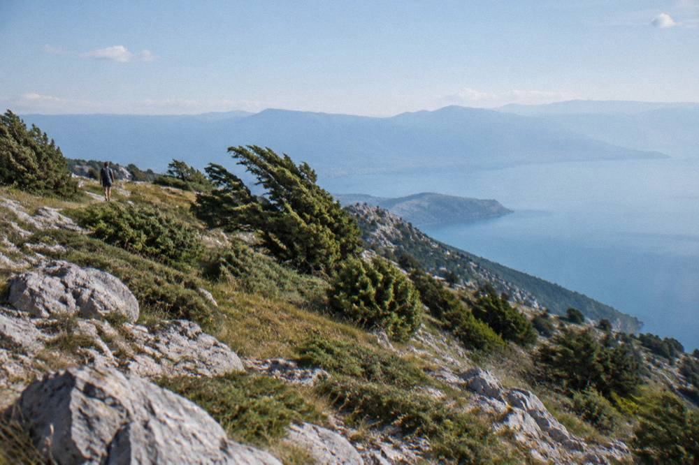 View across Galicica National Park ridge toward Lake Ohrid below