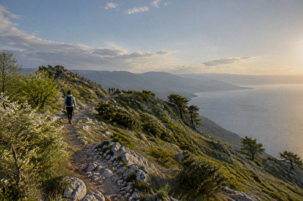 The ridge road through Galicica National Park above both lakes in spring