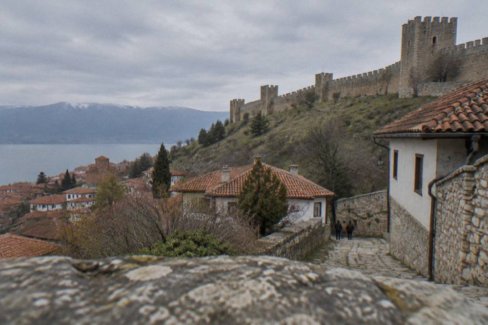 Stone lanes and old houses on the hillside below Samuel's Fortress in Ohrid